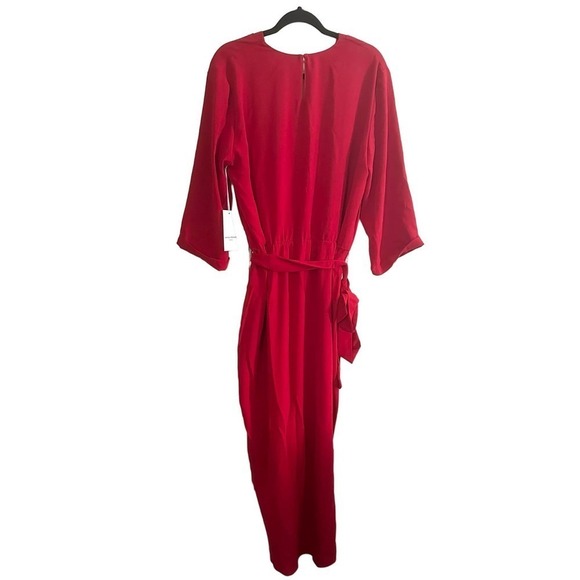 NWT AMANDA UPRICHARD Scarlet Red Provenance Faux-Wrap Timeless Midi Dress SZ 3X - Picture 4 of 6